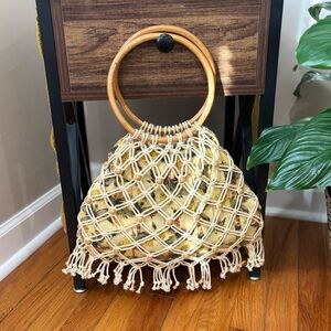 Handcrafted Beige and Brown Woven Bag